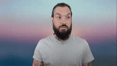 Bearded Man With Tattoos In White T-Shirt GIF