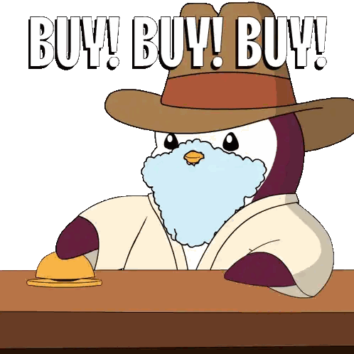 Bearded Penguin Saying Buy Buy Buy Sticker