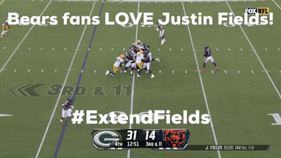 Bears Fans Love Justin Fields And #Extendfields Are Being Used GIF