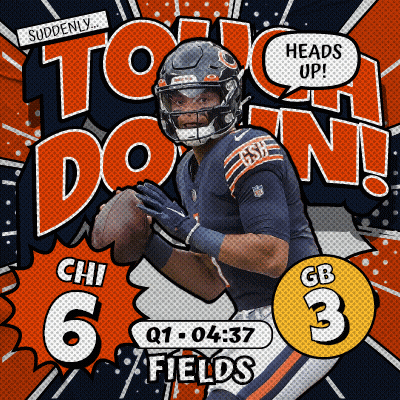 Bears Football Player Holding Football Says Heads Up GIF