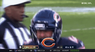 Bears Football Player Talks To Referee On CBS GIF