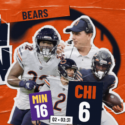 Bears Players And Coach With Score 16 To 6 GIF