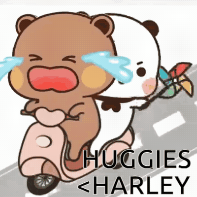 Bears Riding Scooter Hugging GIF