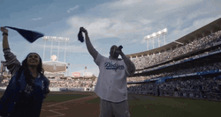 Beat La Dodgers Fans Twirling Hankie GIF