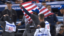 Beat La Fans Running With Flag GIF