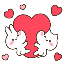 Beating Heart Cute Bunny Hug GIF