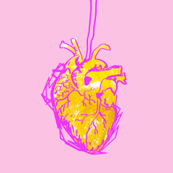 Beating Heart Pink Gold Sketch Animation GIF