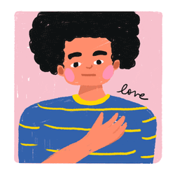 Beating Heart Showing Love Guy Illustration Animation GIF