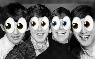 Beatles Black And White Photo With Googly Eyes GIF