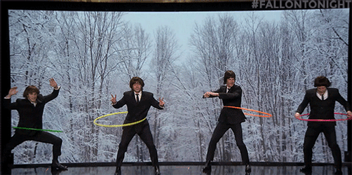 Beatles Members Using Hula Hoops GIF