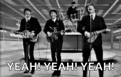 Beatles Playing Guitars And Singing GIF