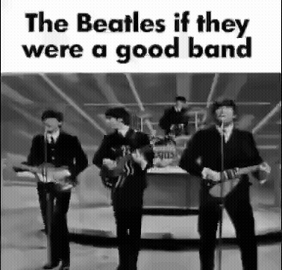 Beatles Playing Guitars Black And White GIF