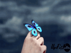 Beautiful Blue Flying Butterfly Hand GIF