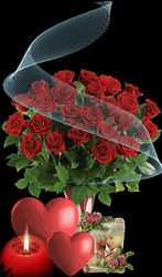 Beautiful Flowers Red Roses Candles Heart Love GIF