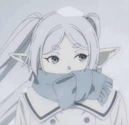 Beautiful Frieren Walking Snowing GIF