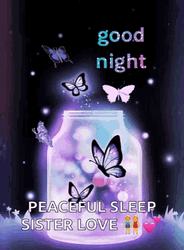 Beautiful Good Night With Butterflies In Jar GIF