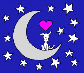 Beautiful Good Night With Dog On The Moon GIF