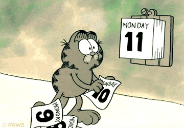 Beautiful Monday Monochromatic Garfiled Ripping Calendar GIF