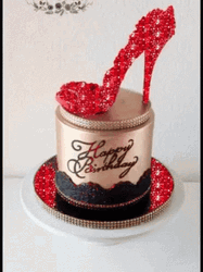Beautiful Red Heels Cake Happy Birthday Queen GIF