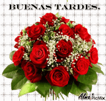 Beautiful Rose Bouquet Flashing Light Buenas Tardes GIF