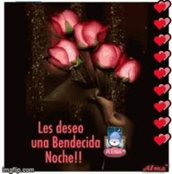 Beautiful Roses Feliz Noche GIF