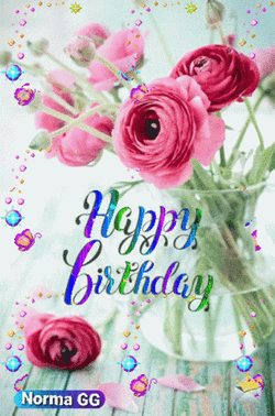 Beautiful Shimmering Flower Happy Birthday GIF