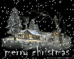 Beautiful Snowy Night Merry Christmas GIF