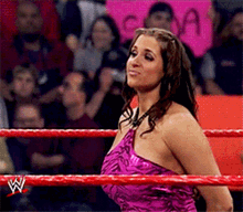 Beautiful Stephanie Mcmahon In Pink Halter Dress GIF
