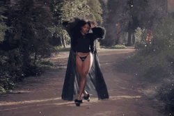 Beautiful Supermodel Walk Hair Flip GIF