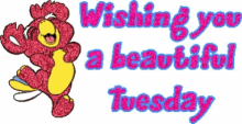 Beautiful Tuesday Morning Wishes Cute Happy Bird Cartoon GIF