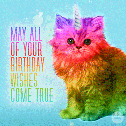 Beautiful Unicorn Cat Happy Birthday GIF