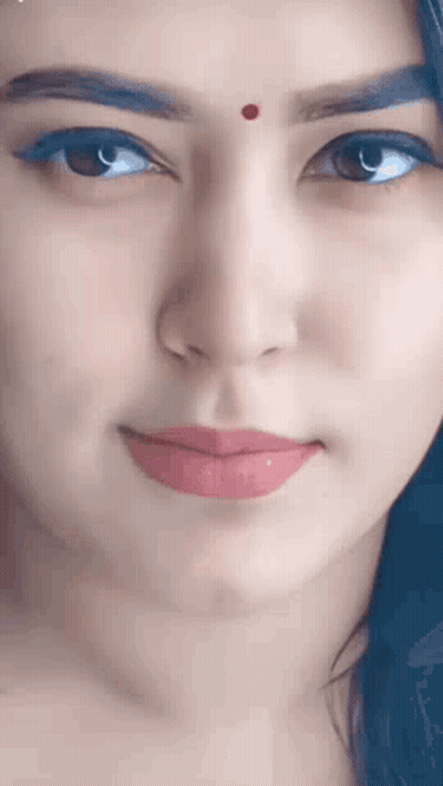 Beautiful Woman With Red Dot On Forehead GIF