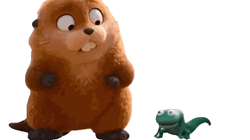 Beaver And Lizard With Open Mouths Sticker