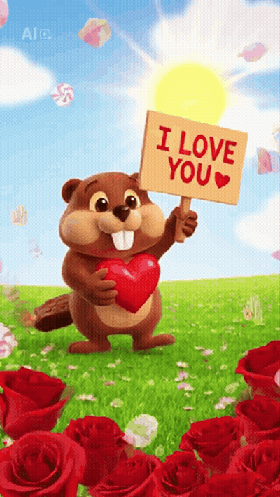 Beaver Holding I Love You Sign GIF