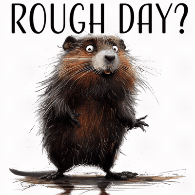 Beaver With Rough Day Text GIF