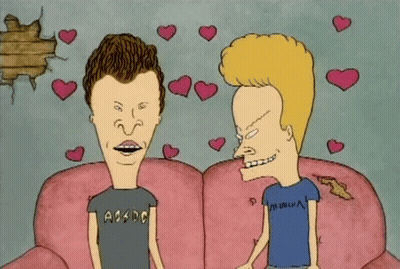 Beavis And Butt-Head Sitting On Pink Couch GIF