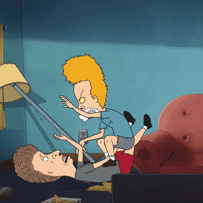 Beavis And Butthead Fighting In Room GIF