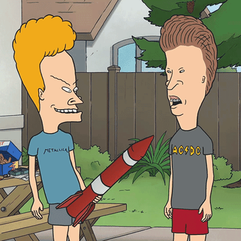 Beavis And Butthead One Wearing Metallica Shirt GIF
