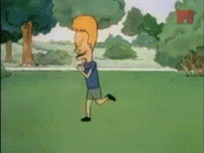 Beavis And Butthead Running In Park GIF