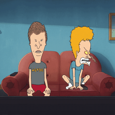 Beavis And Butthead Sitting On Couch GIF