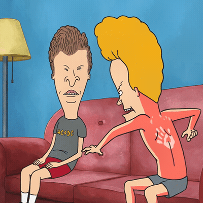 Beavis And Butthead Sitting On Couch GIF