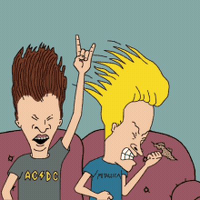 Beavis And Butthead With AC/DC And Metallica Shirts GIF