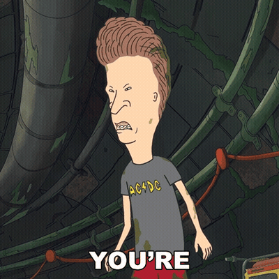 Beavis In AC/DC Shirt Says Embarrassing Me GIF