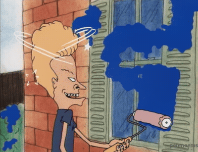 Beavis Painting Window With Roller GIF