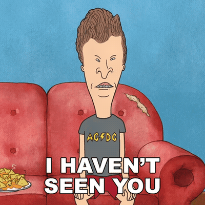 Beavis Sitting On Couch Saying I Haven't Seen You GIF