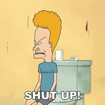 Beavis Sitting On Toilet Saying Shut Up GIF