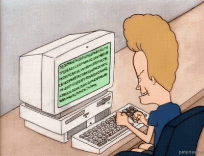 Beavis Using Computer With Green Screen GIF