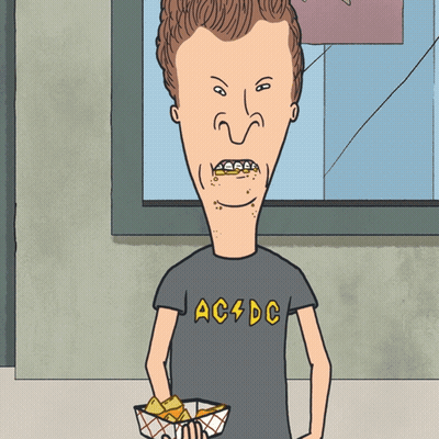 Beavis Wearing Black AC DC Shirt GIF