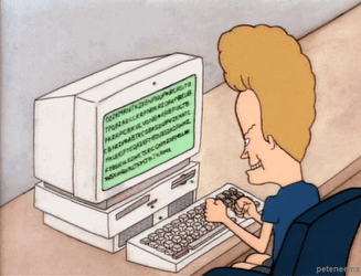 Beavis Working On Computer GIF