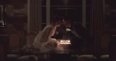 Bed With Pillow With Kiss And Candles GIF